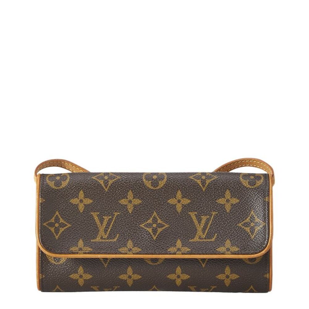 Louis Vuitton Brown Monogram Coated Canvas Pochette Twin Pm (Authentic